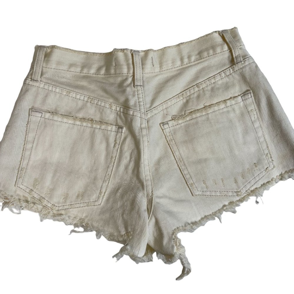 We the Free Distressed Boho Cream Cut-Off Button-Fly Shorts Size 25 - Picture 2 of 6